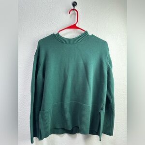 GAP Women’s Deep Green Oversized Split-Hem Mockneck Sweater Size M